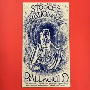 1970 vintage IGGY POP & STOOGES card (WHITE) - PALLADIUM grande ballroom DETROIT - Picture 1 of 2