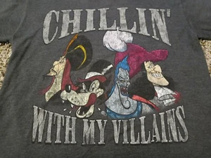 Disney Chillin With My Villains Herren T-Shirt Größe S Grau Kurzarm Rundhals  - Bild 1 von 6