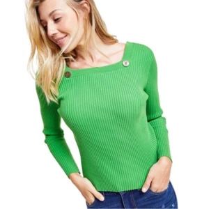 Tommy Hilfiger NWT Sailor-Neck Ribbed Sweater Green Women's XL - Picture 1 of 8
