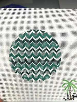 Handpainted needlepoint Dark, Color of  Green Ornaments 13ct Zweigart - Image 1 of 3