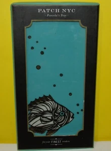 New Patch NYC Fish Trinket Dish Tray 9" Long Turquoise Blue Gold Ocean Beach - Picture 1 of 2