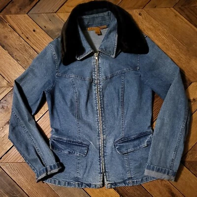 Chaqueta vaquera vintage Ann Klein para mujer 6 33" busto tela de algodón elástica Hong Kong Foto 1 de 4