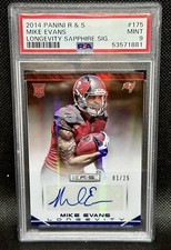 2014 Rookies & Stars MIKE EVANS Longevity ROOKIE AUTO #1/25 PSA 9! POP 2