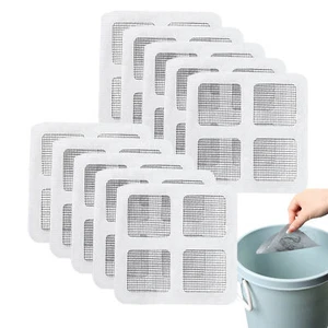 Pack Of 10 Disposable Mesh Shower Hair And Debris Catcher Floor Drain Stickers - Picture 1 of 11
