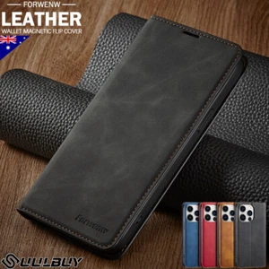 For iPhone 16 15 14 13 12 11 Pro Max SE/8/7 Plus Wallet Case Leather Flip Cover - Picture 1 of 26