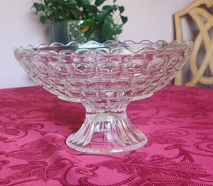 Federal Glass Co Fruit Bowl Compote Yorktown Clear Footed Pedestal Vintage - Picture 1 of 9