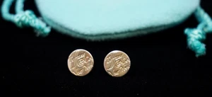 Tiffany & Co. Sterling Silver Round Wave Disk Stud Earrings - Picture 1 of 8