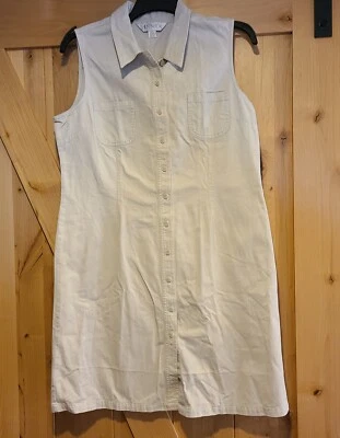 Vestido informal esquina anexo talla 16 caqui sin mangas algodón botones bolsillos safari Foto 1 de 4