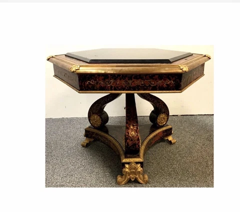 FRENCH ORIGINAL ANTIQUE CIR. 1850 BOULE HEXAGONAL CENTER TABLE MUSEUM QUALITY Cover