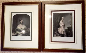 TWO matching FRAMED+MOUNTED 1840 HAND-COLOURED ANTIQUARIAN PRINTS 30¾x25¾cm - Picture 1 of 12