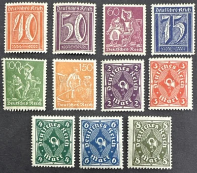GERMANY 1921-1922 Sc# 166-168, 170, 172, 175, 177-178, 187, 189-190 Lot of 11 - Image 1 of 2