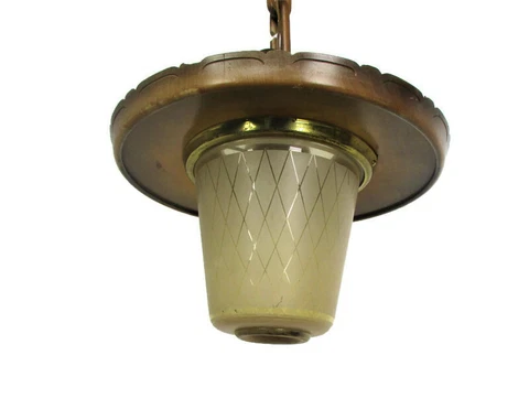Lantern Ornate Chandelier Pendant Mid Century modern Wood Glass  Vintage Retro Cover