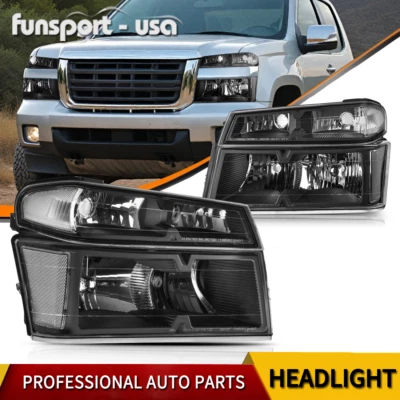 Black Headlights + Bumper Lamps For 2004-2012 Chevy Colorado GMC Canyon Lamps - Image 1 of 4