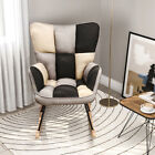 Morden Linen Rocking Chair Upholstered Accent Rocker Chair Comfy Sofa Armchair