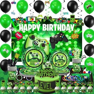 Green Gamer Birthday Party Decoration - 217Pcs Video Game Gaming Party Supplies - Picture 1 of 7