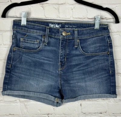 Pantalones cortos de mezclilla elásticos Mossimo High Rise Power con puños, talla 2 26 Foto 1 de 4