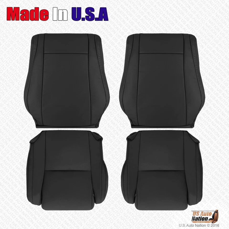 2007年至2012年适用于丰田苔原红杉司机乘客皮革座椅套黑色 — 第 1/1 张图片