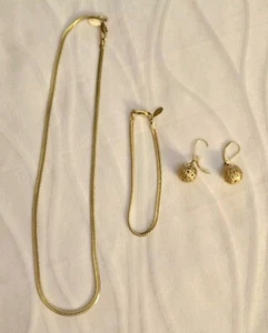 American Showcase Gold Plated Necklace/Bracelet Set +filigree Ball Drop Earrings - Picture 1 of 8