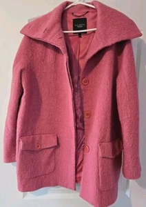 Talbots Women's Coat Large Pink Button Virgin Wool Alpaca Mohhair Jacket Pockets - Picture 1 of 6