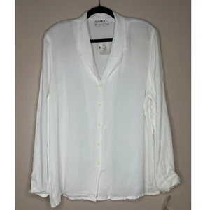 Blusa Gianni Essentials Blanca Rayón Manga Larga Camisa Abotonada 14 Oficina - Imagen 1 de 7
