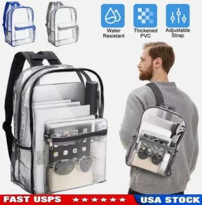 Heavy Duty Clear Backpack Waterproof Transparent Sling Bag See Through Bookbag - Picture 1 of 25