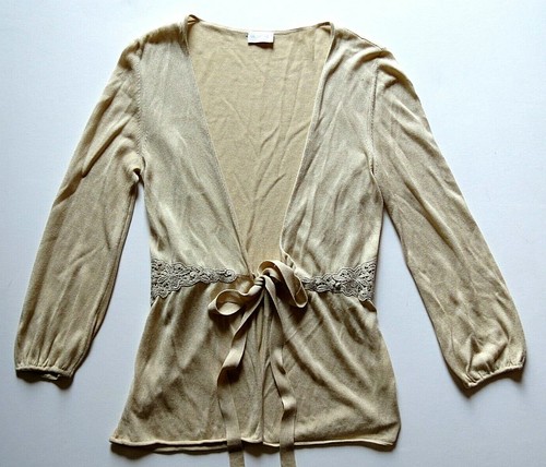 Cardigan maglione VALENTINO scollo a tuffo con cintura taglia 6