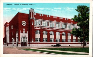 Postkarte Freimaurer Tempel Hammond Indiana weiße Grenze unbesendet - Bild 1 von 2