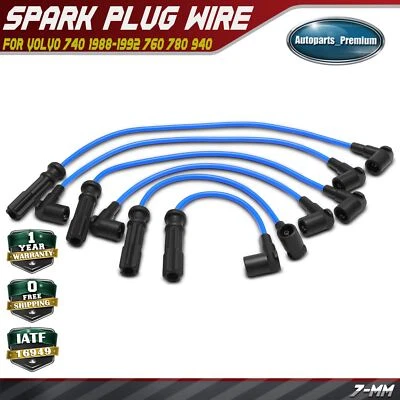 6 件装火花塞电线套装适用于沃尔沃 740 88-92 760 88-90 780 89-91 940 91-95 2.3L — 第 1/4 张图片