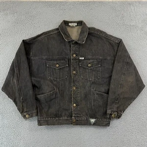 Vintage Guess Jean Jacket Mens Small Black Acid Wash Button 80s George Marciano - Picture 1 of 10