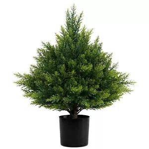 Artificial Cedar Topiary Ball Tree One 21''T Artificial Topiary Tree UV Resis... - Picture 1 of 6