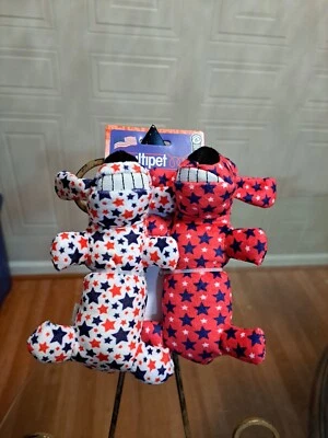 Dog Squeaker 4Th July  All Over Start Print Dog Toy Red 6 inch Multipet Loofa - Image 1 of 4