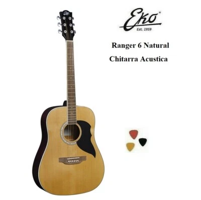 Eko RANGER 6 NATURAL CHITARRA ACUSTICA FOLK + 3 PLETTRI NUOVA MIXSOUND - Immagine 1 di 4