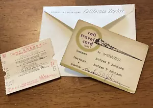 Tarjeta de viaje ferroviaria sobre California Zephyr Vista-Dome de la década de 1960 y boleto NYNH&H RR - Imagen 1 de 11