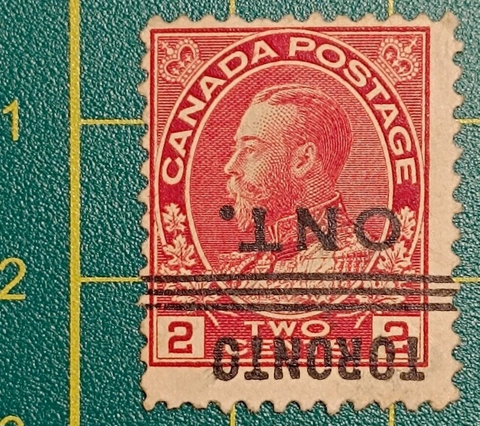 Canada Post Stamp 1911, Scott A43, ERROR - overprint inverted, used - Image 1 of 2