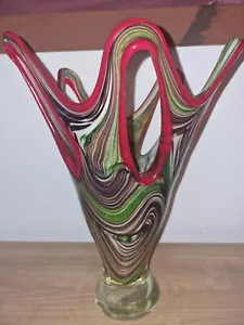 Vase- Glasvase abstrakt 4,7kg Zipfelvase-Vase Murano Stil ? Fingervase bunt - Bild 1 von 14