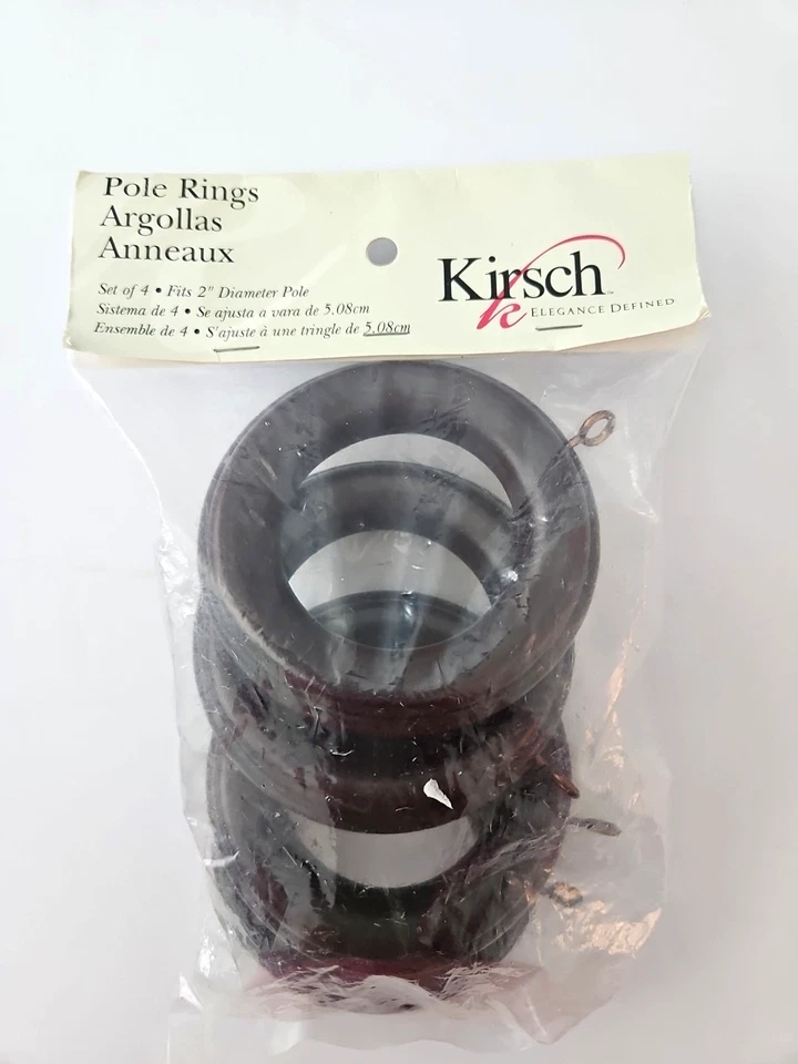 Kirsch Wood Drapery Rings Walnut 5502eg085 With Eyelet Fits 2 Inch Pole