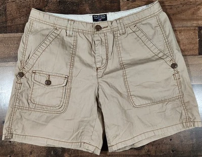 Vintage Ralph Lauren Polo Jeans Shorts Womens 10 Beige Bermuda Floral Band 7" - Image 1 of 4