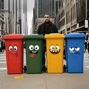 4 self-adhesive cartoon face stickers for plastic surfaces - Picture 1 of 3