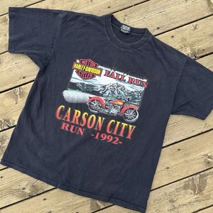 Vintage 1992 Harley Davidson Carson City Fall Run T-Shirt USA Holoubek XL NorCal - Bild 1 von 16