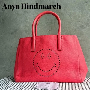 Bolso de Mano Anya Hindmarch Evely Smiley Cuero Rojo Para Mujer De Japón - Imagen 1 de 24