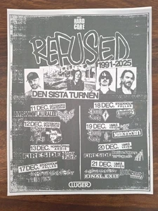 Refused 1991 - 2025 Tour Flier European Dates Youth Code Fireside Final Exit  - Bild 1 von 1