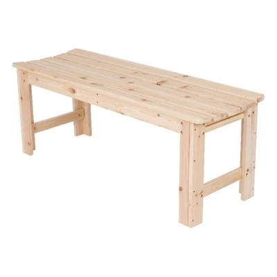 Shine Company 48" Cedar Wood Backless Patio Porch Garden Bench in Beige - Image 1 of 4