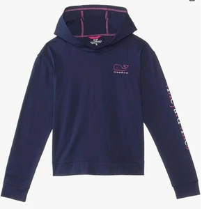NUEVO Vineyard Vines Niñas Pullover Sudadera con Capucha Camiseta Juvenil EXTRA GRANDE 16 Azul Rosa - Imagen 1 de 2