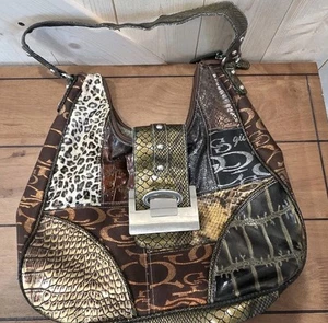 Veneto New York Patchwork Shoulder Bag Brown Animal Print - Picture 1 of 5