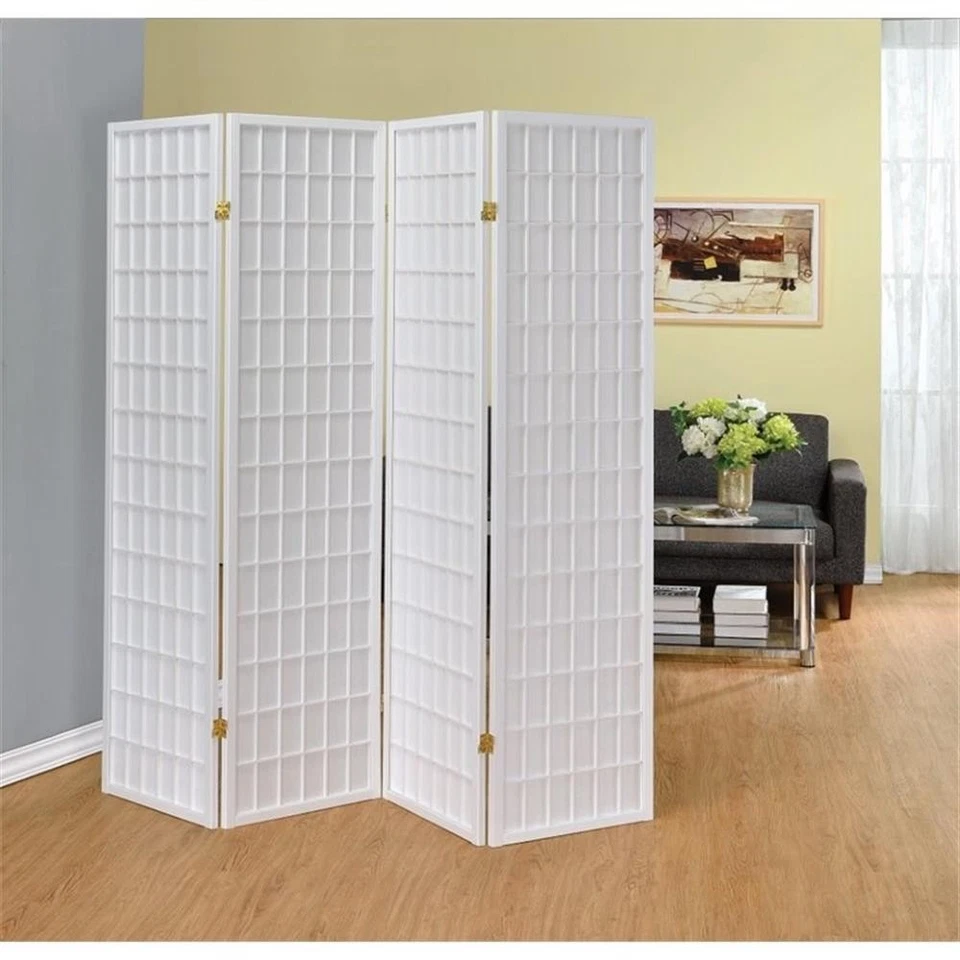 Roberto 4-Panel Room Divider Folding Shoji Screen White - Image 1 of 2