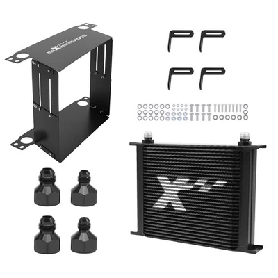 30 Row Oil Cooler Universal Transmission Aluminum Radiator Kit AN-10 Air Guide - Image 1 of 4