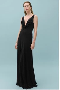 Victoria Beckham x Mango black evening dress size large draped front and back - Picture 1 of 2
