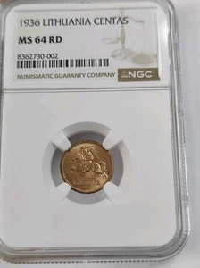 Centas 1936 Lithuania (Lithuania) NGC MS 64 RD - Picture 1 of 2