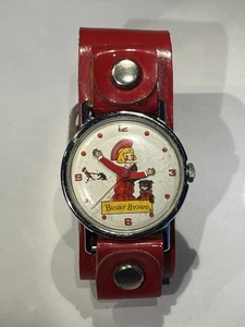 Reloj Buster Vintage Marrón Personaje Correa Patente Roja - Imagen 1 de 10