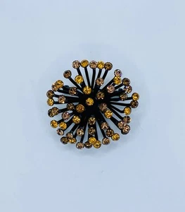 Mid Century 2” Enamel & Rhinestone Starburst Brooch Pin Wire Work Rare B-4. - Picture 1 of 7